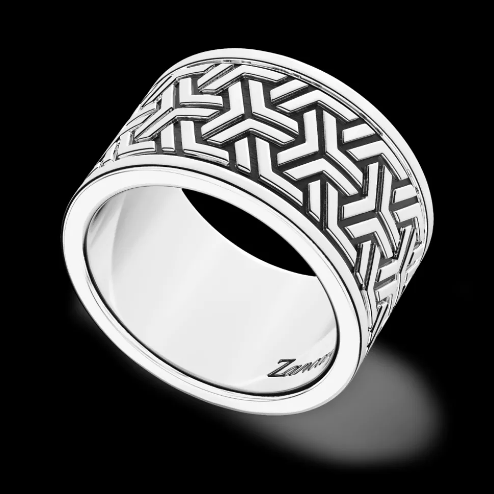 Anello a fascia larga Zancan in argento.