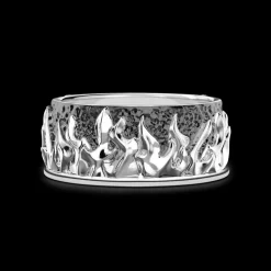 Anello a fascia Zancan in argento con fiamme.