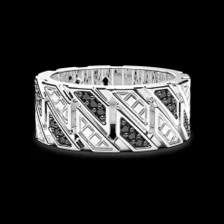 Anello a fascia Zancan in argento con pietre.