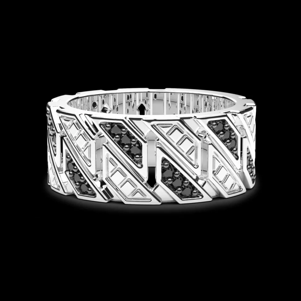 Anello a fascia Zancan in argento con pietre.