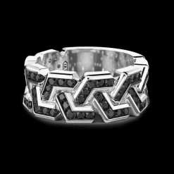 Anello a fascia Zancan in argento con pietre.