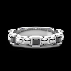 Anello a fascia Zancan in argento e pietre naturali.