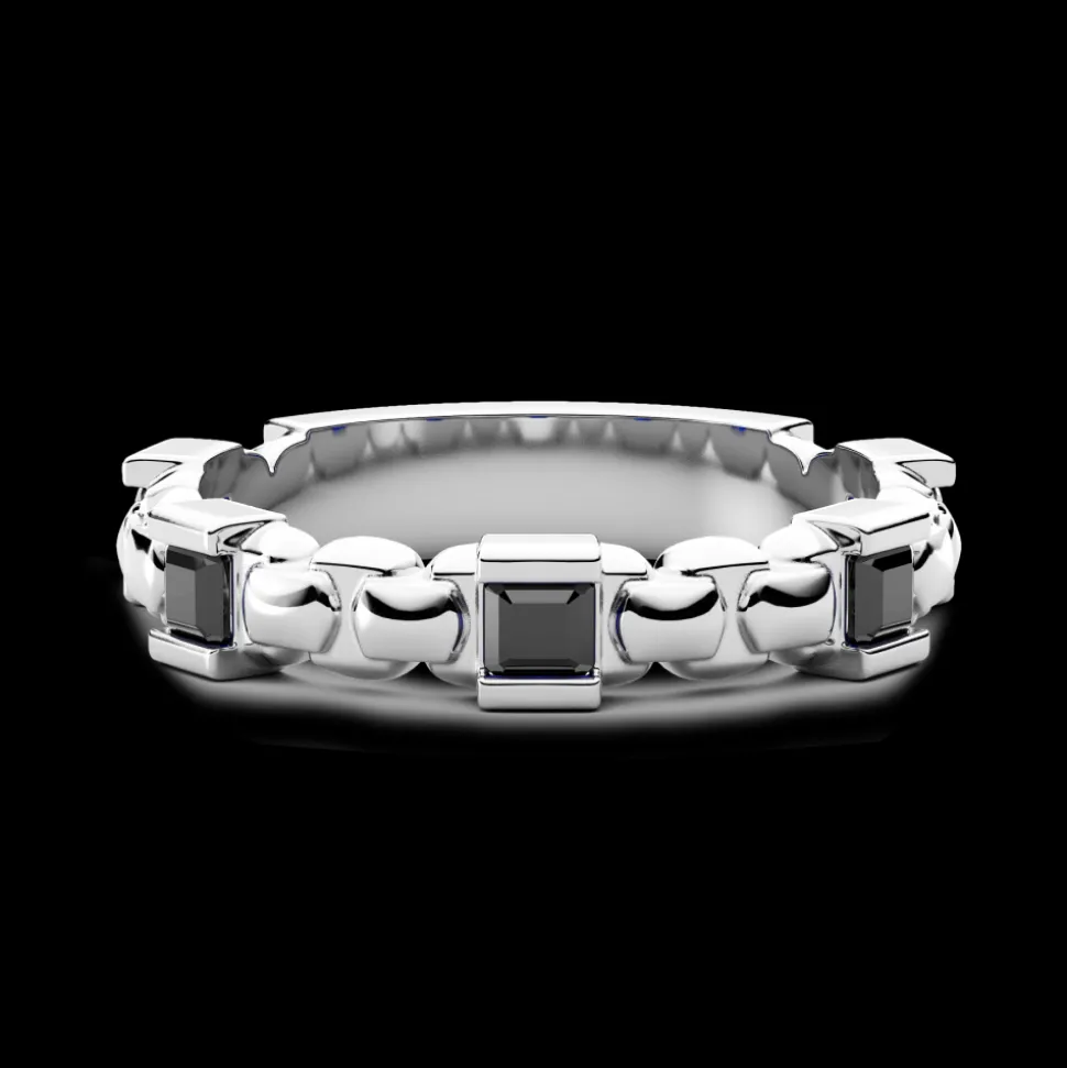 Anello a fascia Zancan in argento e pietre naturali.
