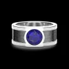 Anello a fascia Zancan in argento con pietra lapis centrale.