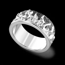 Anello a fascia Zancan in argento con fiamme.