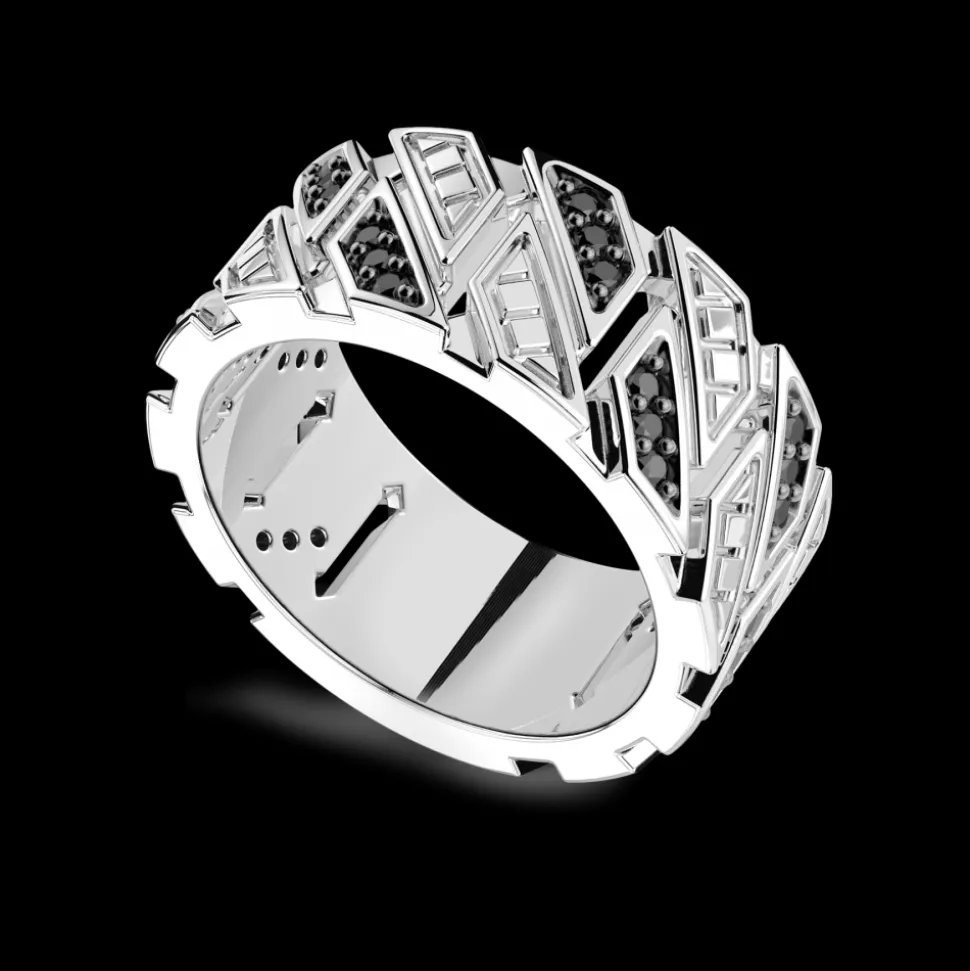 Anello a fascia Zancan in argento con pietre.