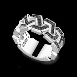 Anello a fascia Zancan in argento con pietre.