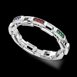 Anello a fascia Zancan in argento e pietre naturali.