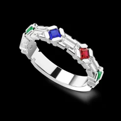 Anello a fascia Zancan in argento e pietre naturali.