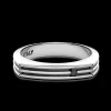 Anello a fede Zancan in argento con pietre nere.