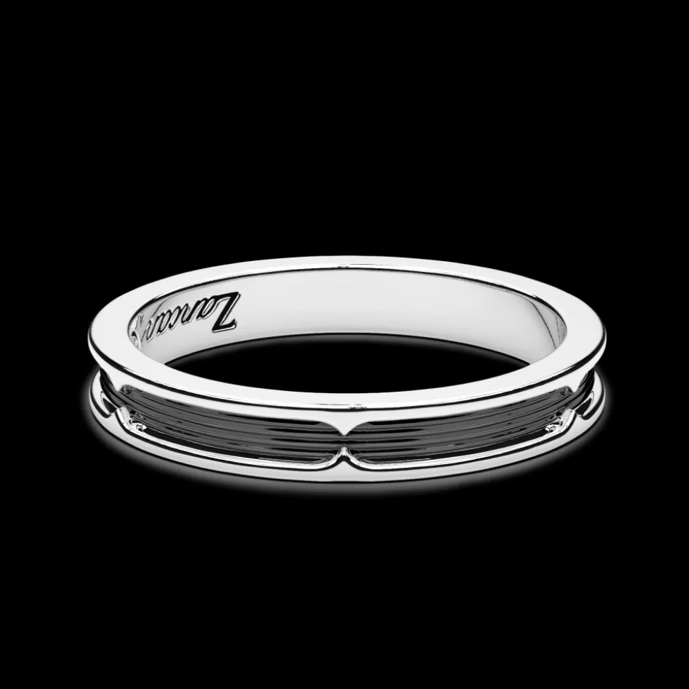 Anello a fede Zancan in argento brunito.
