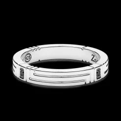 Anello a fede Zancan in argento e pietre nere.