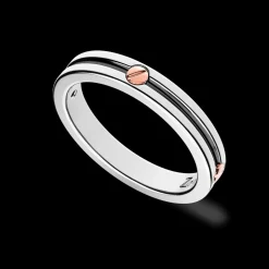 Anello a fede Zancan in argento con vite in oro rosa.