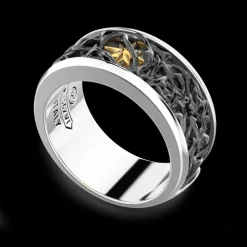 Anello a  fede Zancan spinato in argento.