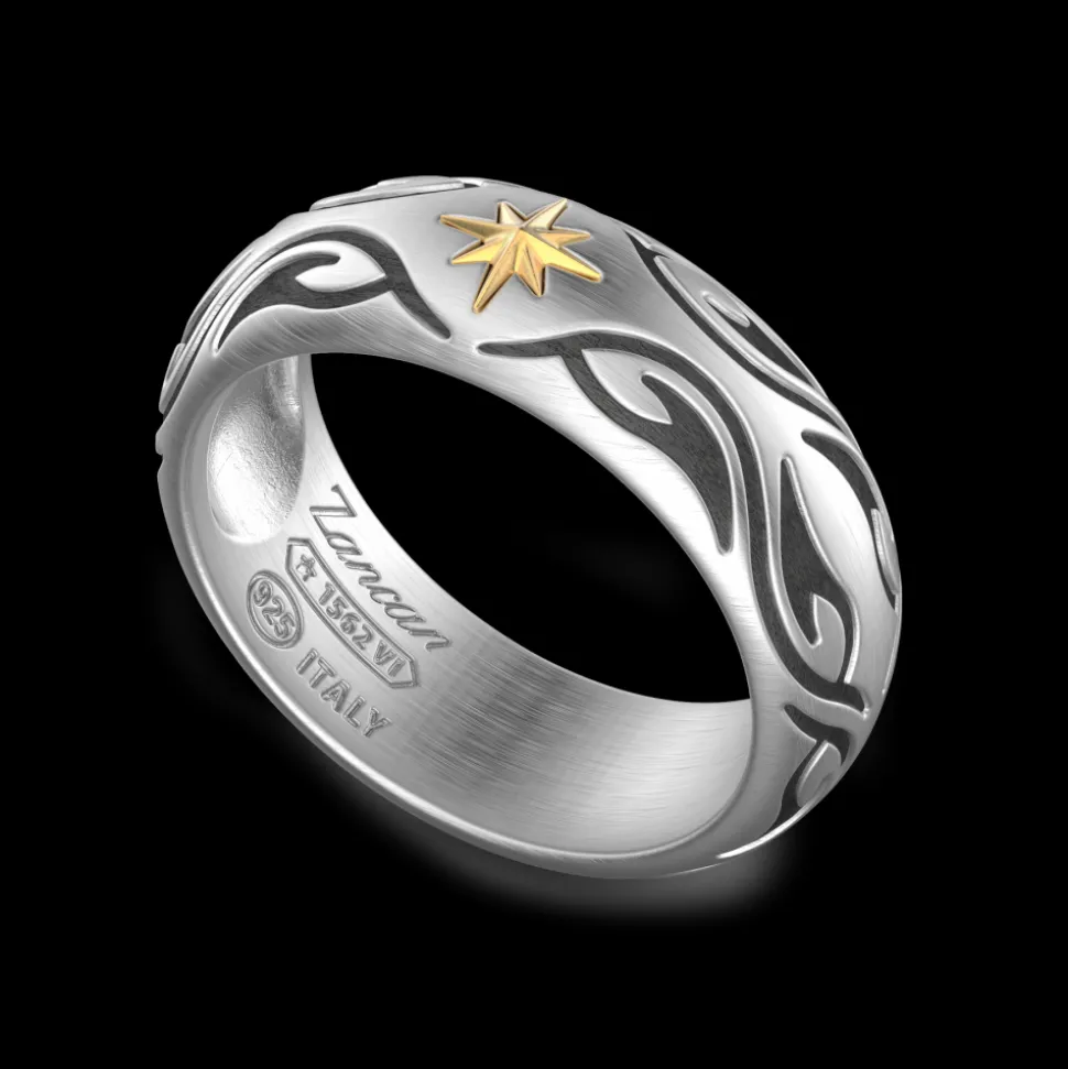 Anello a fede Zancan tribale in argento.