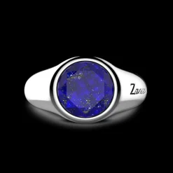 Anello chavlier Zancan in argento rotondo con pietra lapis.