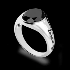 Anello chavlier Zancan in argento rotondo con pietra onice.