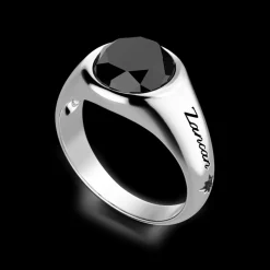 Anello chavlier Zancan in argento rotondo con pietra onice.