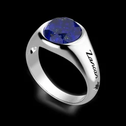 Anello chavlier Zancan in argento rotondo con pietra lapis.