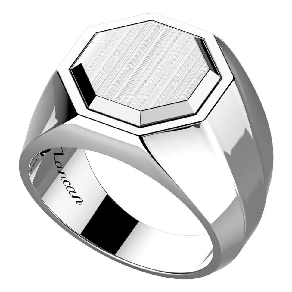 Anello chavlier Zancan in argento quadrato.