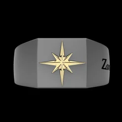 Anello Chevalier Uomo Zancan in Titanio e Oro 18kt con Rosa dei Venti