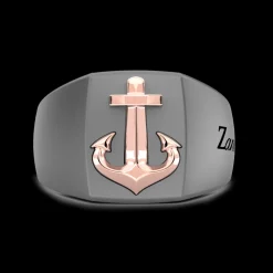 Anello Chevalier Uomo Zancan in Titanio e Oro 18kt con Ancora