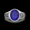 Anello chevalier Zancan in argento con pietra lapis ovale.