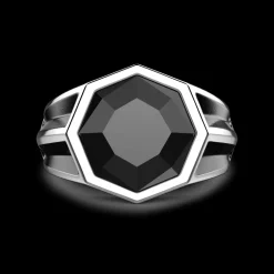 Anello chevalier Zancan in argento con pietra onice.