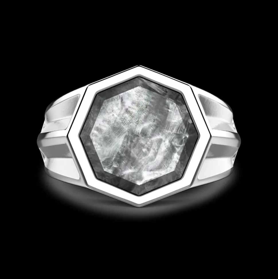 Anello chevalier Zancan in argento con madreperla.
