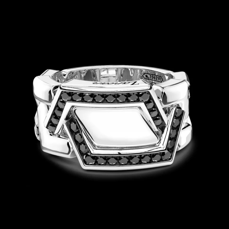 Anello chevalier Zancan in argento con pietre.