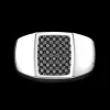 Anello chevalier Zancan in argento con pietre nere.