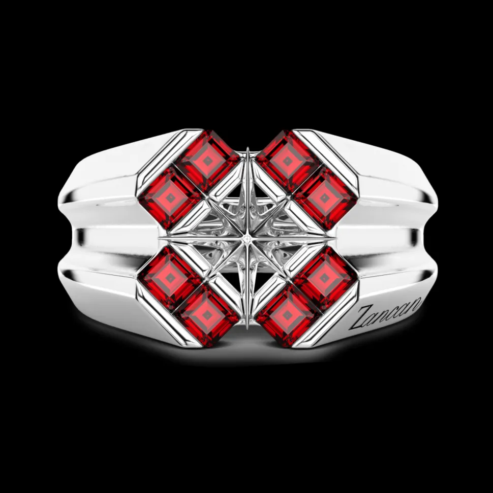 Anello chevalier Zancan in argento e pietre naturali.