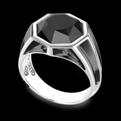 Anello chevalier Zancan in argento con pietra onice.