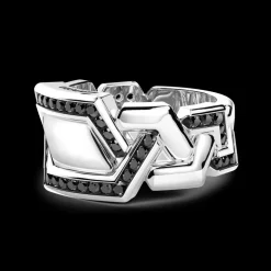 Anello chevalier Zancan in argento con pietre.