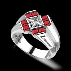 Anello chevalier Zancan in argento e pietre naturali.