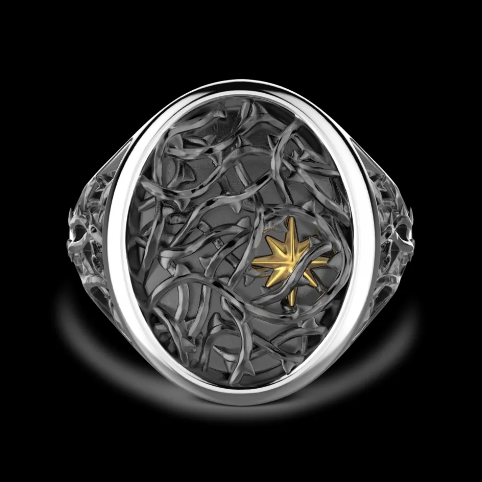Anello chevalier Zancan spinato in argento.