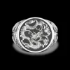 Anello chevralier Zancan in argento con drago.