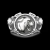 Anello chevralier Zancan con pantere in argento.