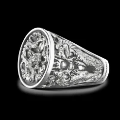 Anello chevralier Zancan in argento con drago.