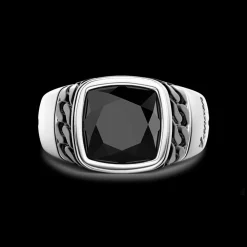 Anello in argento bianco e nero con onice naturale.