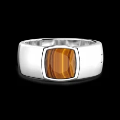 Anello in argento con pietra occhio di tigre.