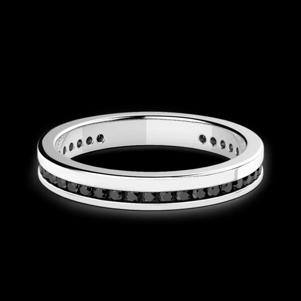 Anello Zancan a fede in argento con pietre nere.
