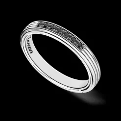 Anello Zancan a fede in argento con pietre nere.