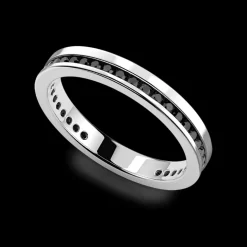 Anello Zancan a fede in argento con pietre nere.