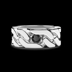 Anello Zancan a grumetta rigida con pietre nere