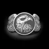 Anello Zancan aquila in argento con finitura vintage.