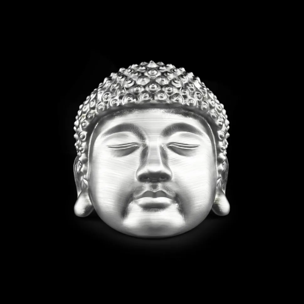 Anello Zancan Buddha in argento con finitura vintage.