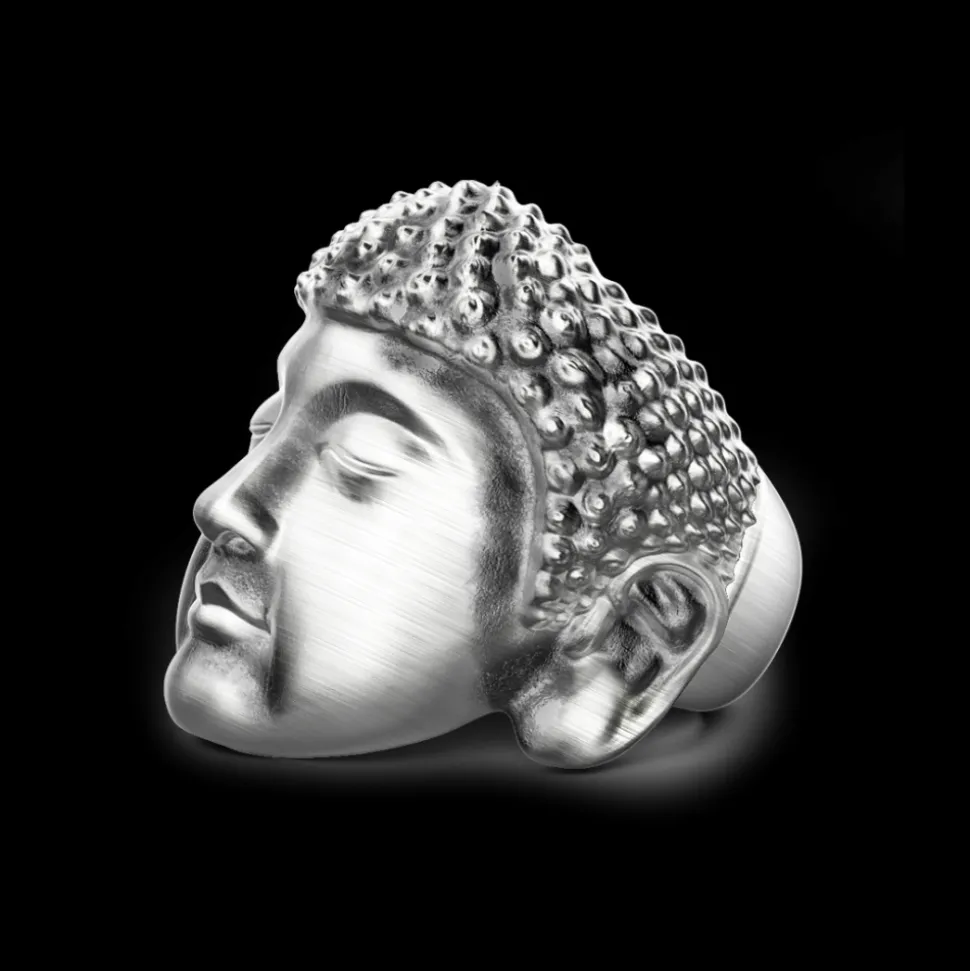 Anello Zancan Buddha in argento con finitura vintage.