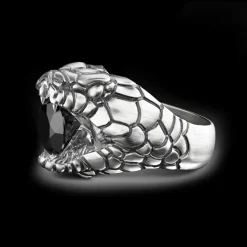 Anello Zancan cobra in argento con finitura vintage.
