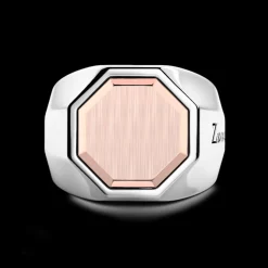 Anello Zancan esagonale in argento e oro rosa.